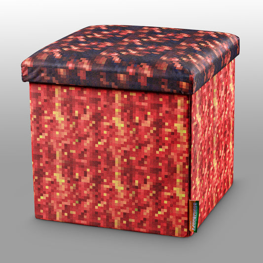 Sitzwürfel-Box im Pixel-Design "Flammende Lava"