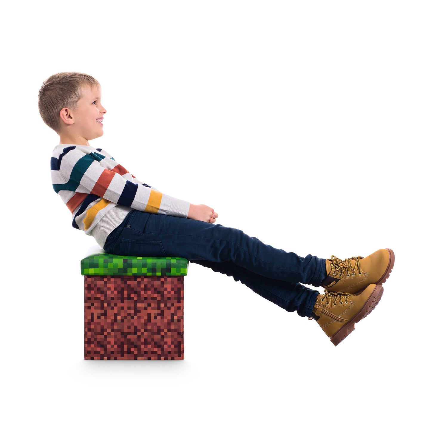 Sitzwürfel-Box im Pixel-Design "Grüne Erde"